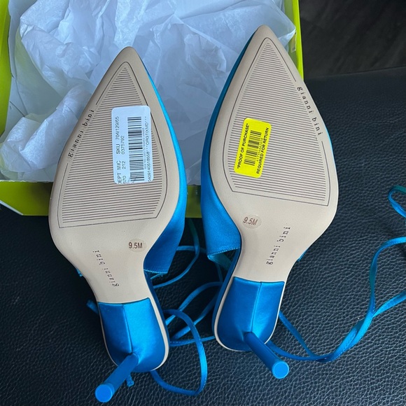 GIANNI BINI Blue Sirfeenah Satin Pointed Toe Ankle Wrap Pumps ⚡️Flash Sale⚡️ - Picture 6 of 7